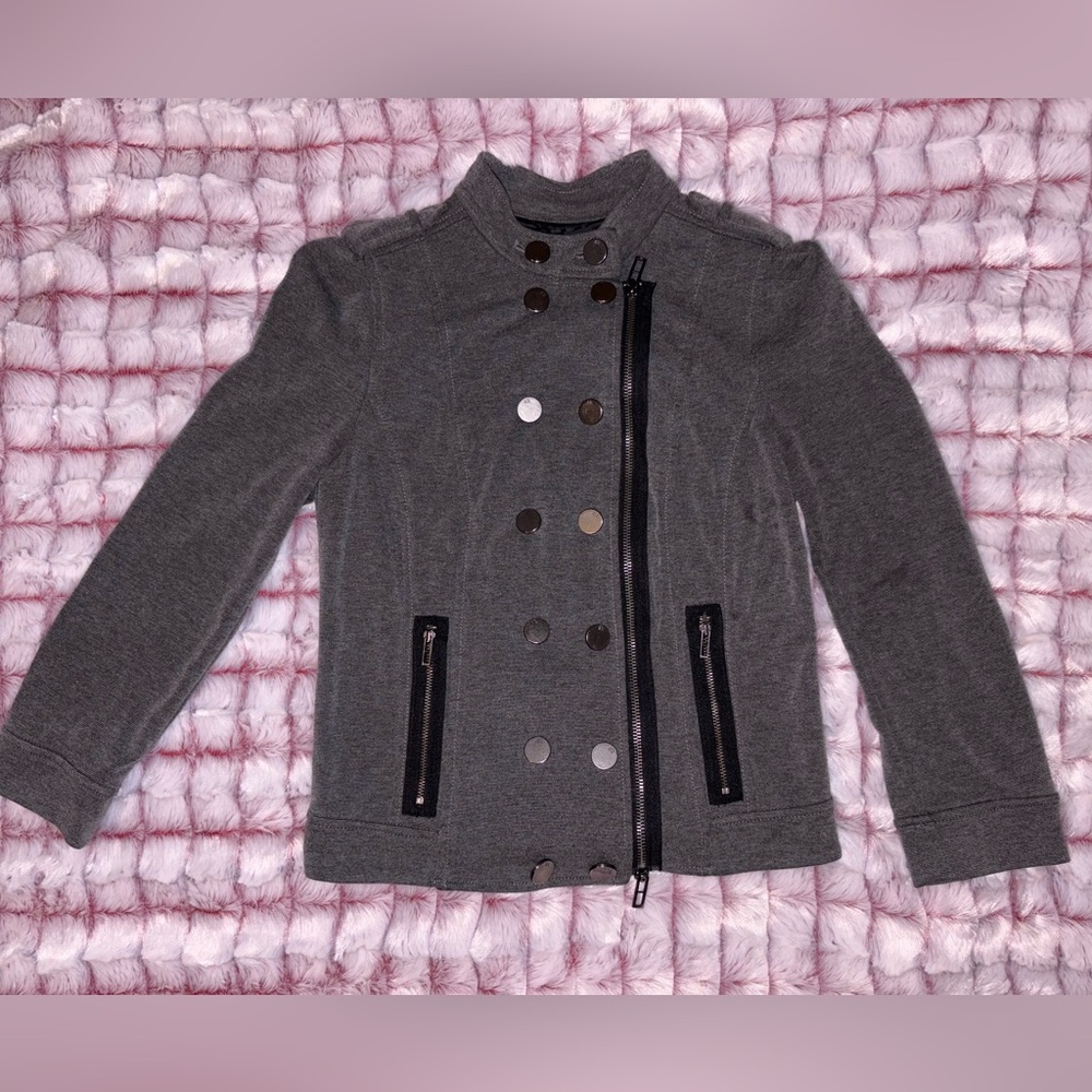 Armani Exchange AX Jersey Knit Charcoal Pea Coat Zip Up Ladies Sz Small